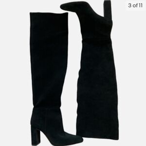 ZARA Suede Over the Knee Black Boots